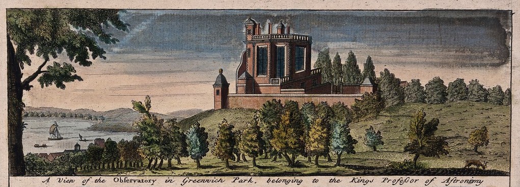 Royal Observatory A colored engraving of the Royal Observatory at Greenwich Hill, 1723.