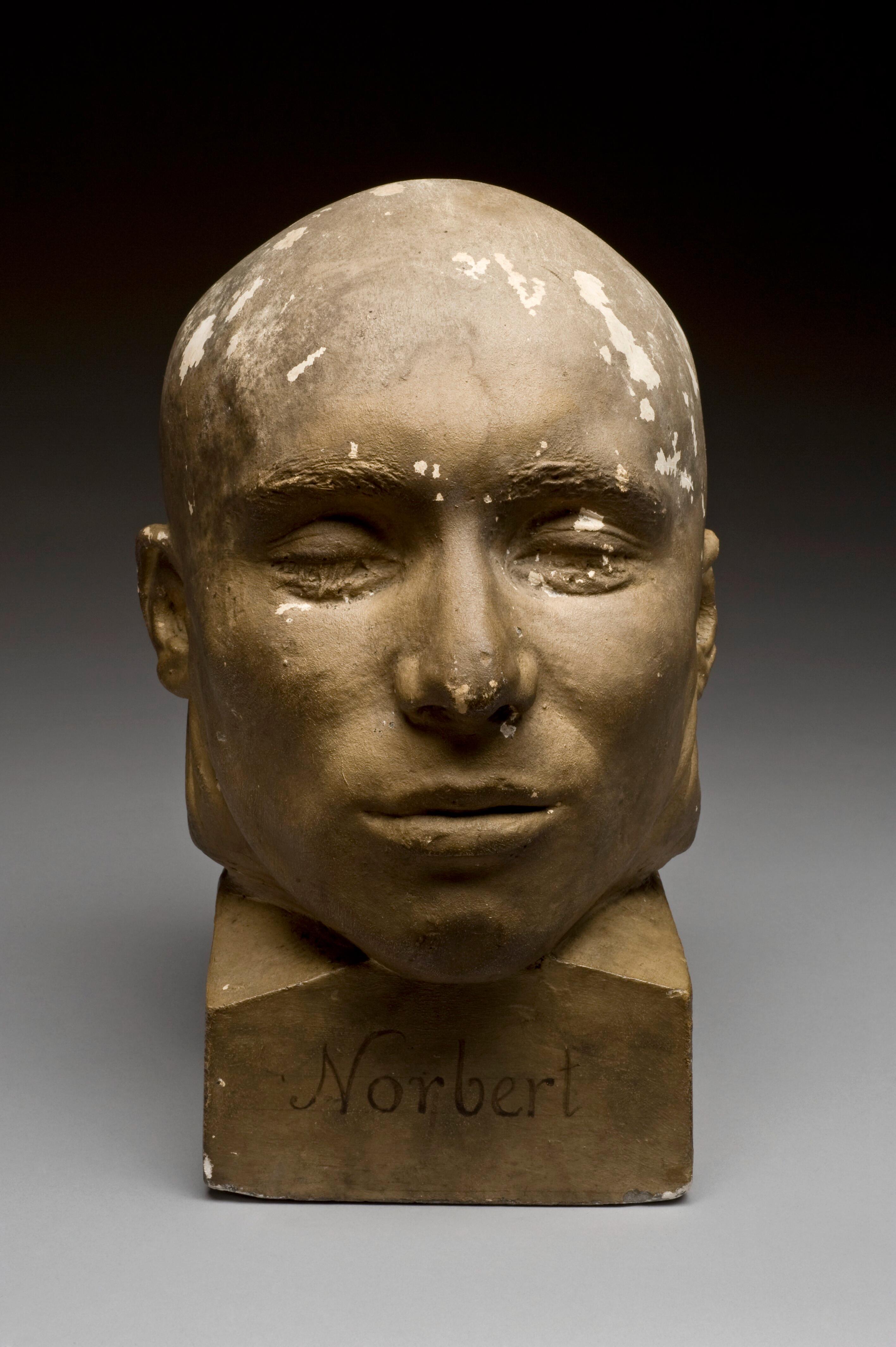 During the 1800s, plaster heads of executed criminals were used for an emerging field of study called phrenology. Phrenologists believed the shape and size of areas of the brain (and therefore the overlying skull) determined personality. This meant criminals such as Norbert made interesting subjects. Heads like this were part of larger phrenological reference sets which included famous people and ethnographic examples. This example belonged to Dr. Paul-Ferdinand Gachet (1777-1850). He is best known for treating painter Vincent van Gogh in the last weeks of his life. Gachet was the subject of one of van Gogh’s most famous paintings. maker: Unknown maker Place made: France