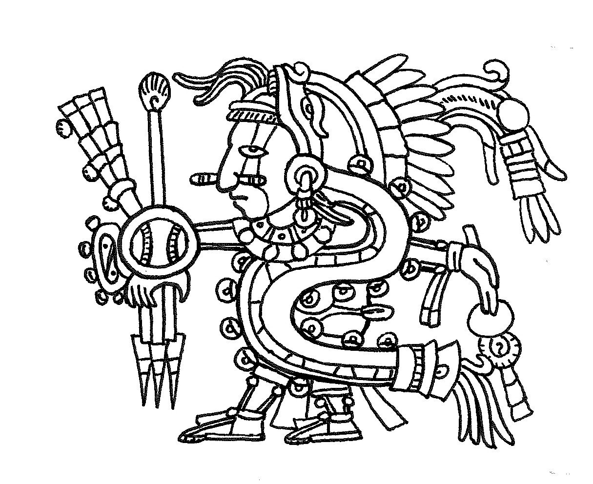 Diagram showing glyph with figure in headdress.